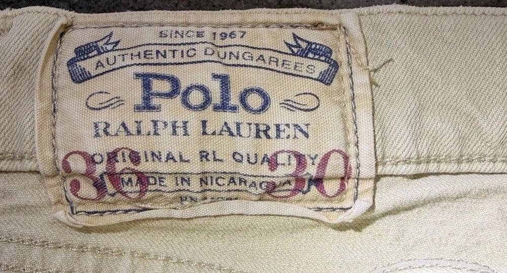 Polo Ralph Lauren Authentic Dungarees Beige Straight Fit Light Wash button fly